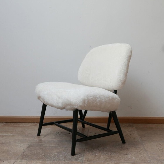 Image 1 of Paire de fauteuils vintage en peau de mouton teve par Alf Svensson, Suède 1950