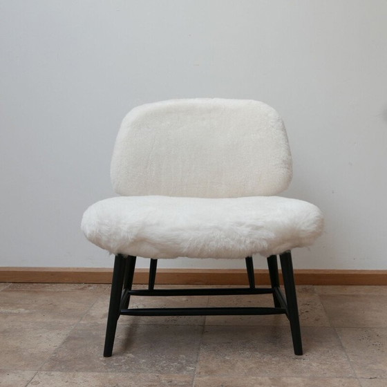 Image 1 of Paire de fauteuils vintage en peau de mouton teve par Alf Svensson, Suède 1950