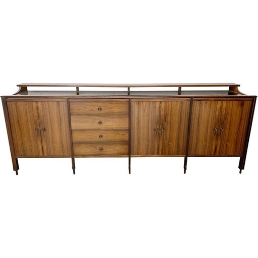 Buffet du milieu du siècle en palissandre avec dessus en miroir noir par Carlo di Carli pour Luigi Sormani, Italie 1964