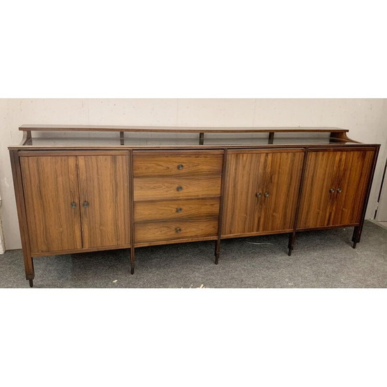 Image 1 of Buffet du milieu du siècle en palissandre avec dessus en miroir noir par Carlo di Carli pour Luigi Sormani, Italie 1964