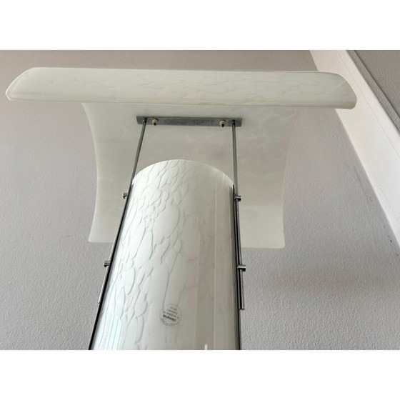 Image 1 of Lampe vintage en verre de Murano blanc et métal laqué noir pour Zonca, Italie 1980