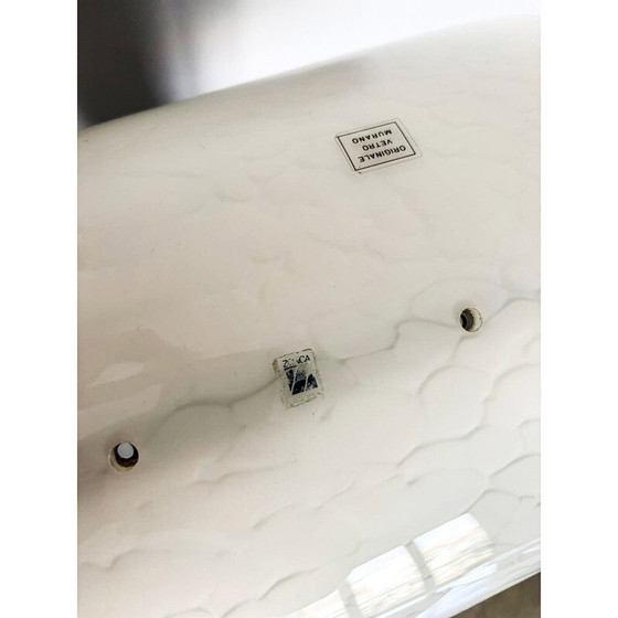 Image 1 of Lampe vintage en verre de Murano blanc et métal laqué noir pour Zonca, Italie 1980