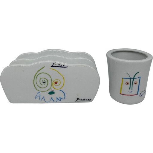 Porte-courrier vintage en céramique de Tognana avec porte-crayon pour Mmi