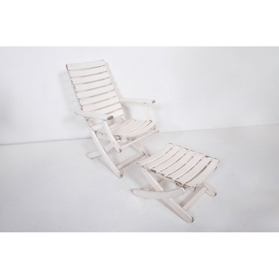 Image 1 of Chaise de jardin vintage avec repose-pieds
