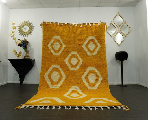 Tapis berbère - 254 Cm X 160 Cm - Laine jaune et blanche