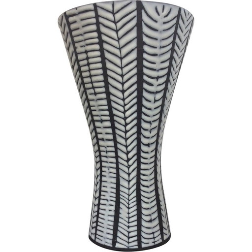 Vase vintage "Cornet" en émail blanc de Roger Capron