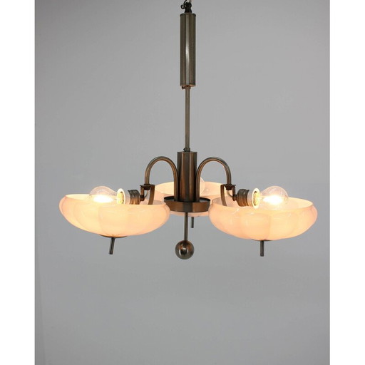 Lustre Vintage Art Déco en acier nickelé, 1930