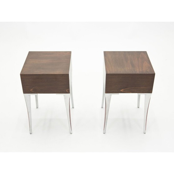 Image 1 of Paire de bouts de canapé vintage en ébène et acier 1970