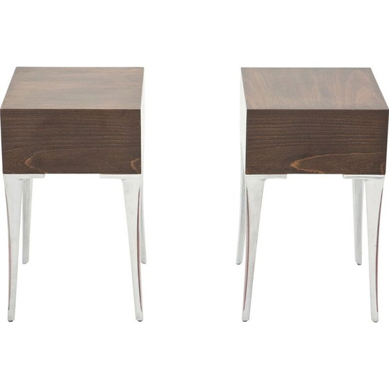 Image 1 of Paire de bouts de canapé vintage en ébène et acier 1970