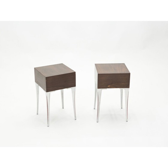 Image 1 of Paire de bouts de canapé vintage en ébène et acier 1970