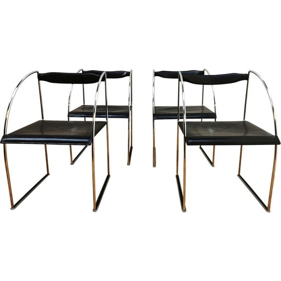 Image 1 of Ensemble de 4 chaises Patoz vintage par Francesco Soro pour Icf, Italie