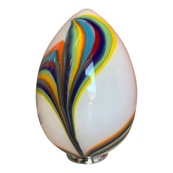 Image 1 of Lampe en verre de style Murano, roseaux multicolores, œuf blanc