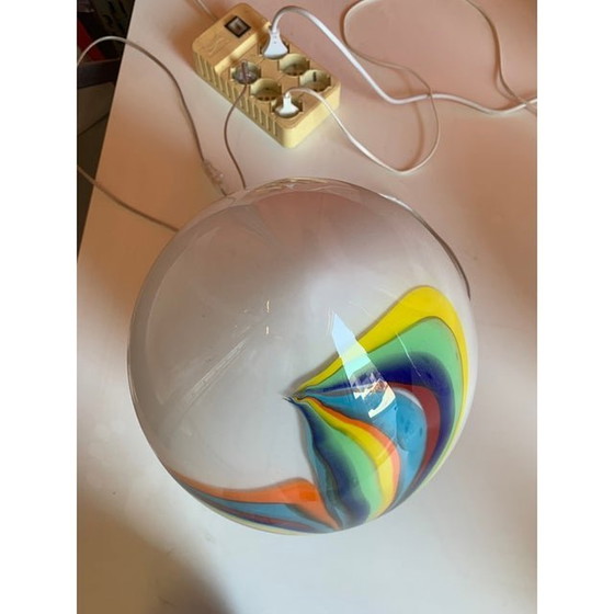 Image 1 of Lampe en verre de style Murano, roseaux multicolores, œuf blanc