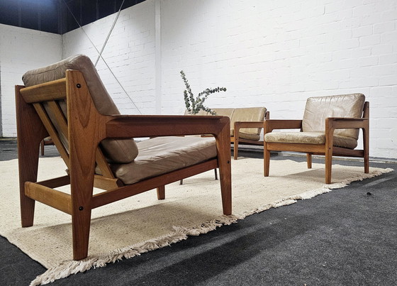 Image 1 of Arne Wahl Iversen Mid Century Ensemble de sièges 60S Canapé Fauteuil Chaise Teck Arm Chairs Easy Chair