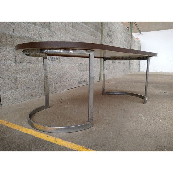 Image 1 of Table vintage en demi-cercle en métal chromé