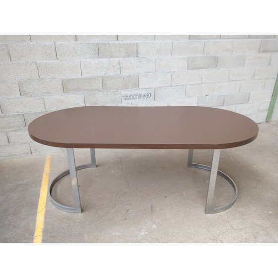 Image 1 of Table vintage en demi-cercle en métal chromé