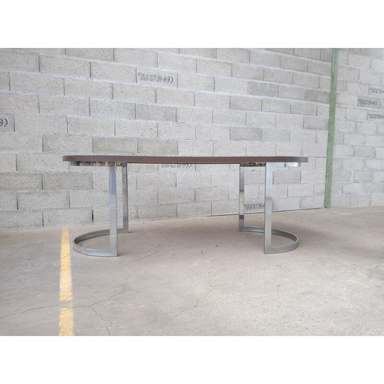 Image 1 of Table vintage en demi-cercle en métal chromé