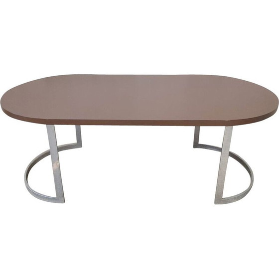 Image 1 of Table vintage en demi-cercle en métal chromé