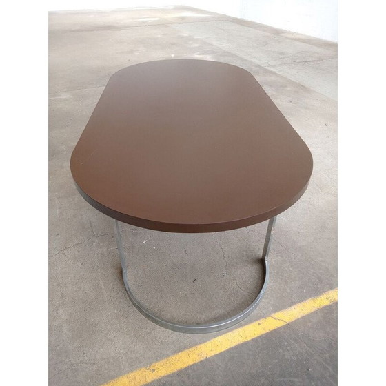Image 1 of Table vintage en demi-cercle en métal chromé