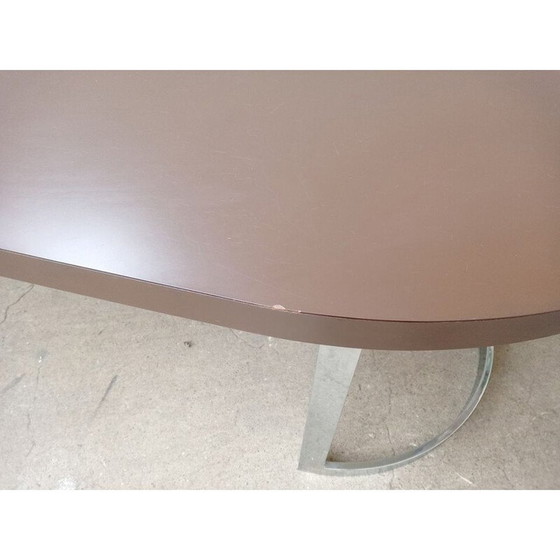 Image 1 of Table vintage en demi-cercle en métal chromé