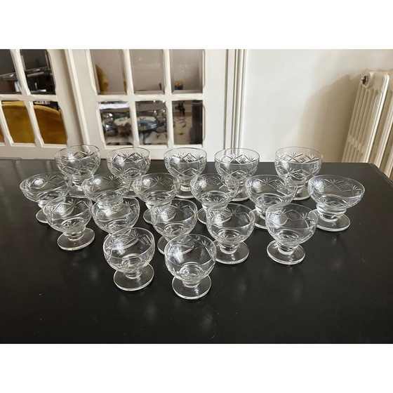 Image 1 of Ensemble de verres ciselés vintage, 1950