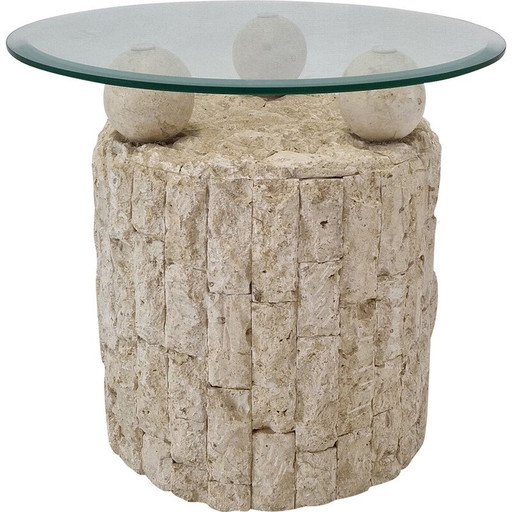 Table basse vintage en pierre fossile par Pierre Magnussen Ponte, 1980