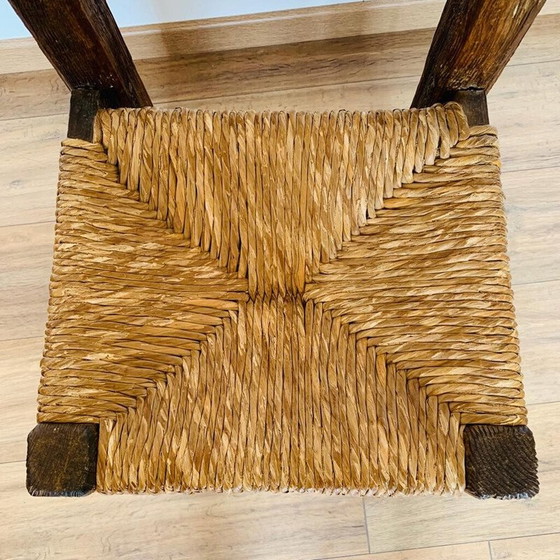 Image 1 of Vintage pine and straw chair, France 1950
