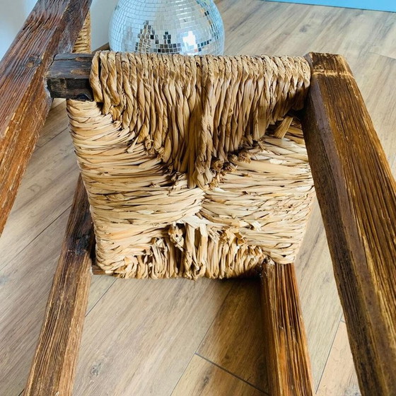 Image 1 of Vintage pine and straw chair, France 1950