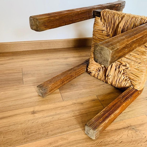 Image 1 of Vintage pine and straw chair, France 1950