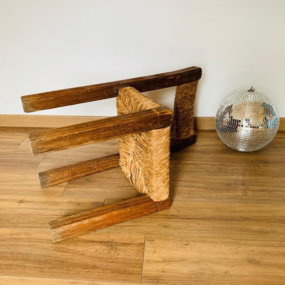 Image 1 of Vintage pine and straw chair, France 1950