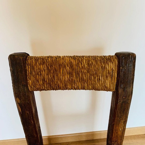Image 1 of Vintage pine and straw chair, France 1950