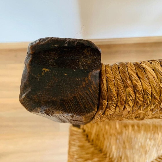 Image 1 of Vintage pine and straw chair, France 1950