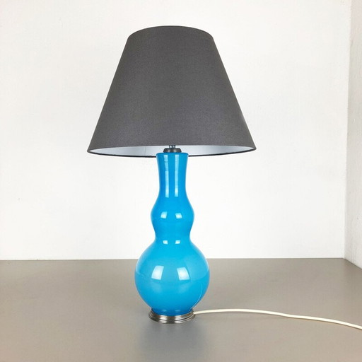 Lampe de table vintage "bleue" en verre opalin de Murano par Cenedese Vetri, 1960