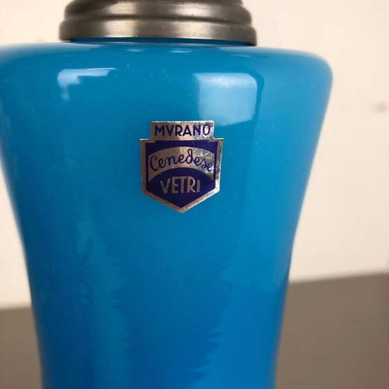 Image 1 of Lampe de table vintage "bleue" en verre opalin de Murano par Cenedese Vetri, 1960