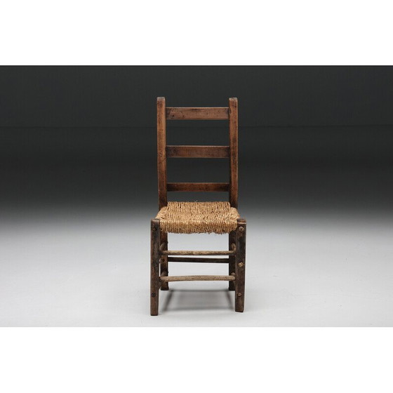 Image 1 of Chaise vintage en bois et rotin, années 1940