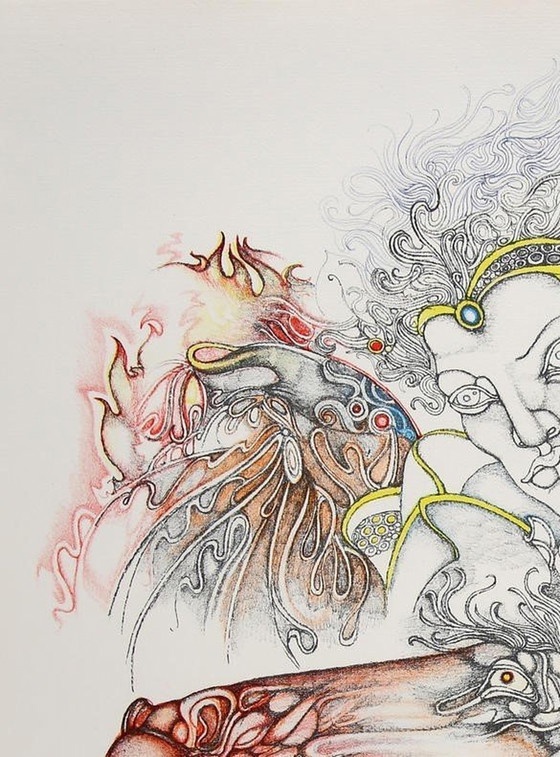 Image 1 of Femme à cheval - Lithographie de Giuliano Pini