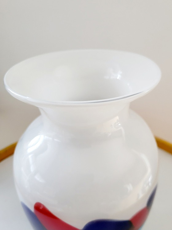 Image 1 of Vase en verre multicolore, couleurs primaires avec verre blanc
