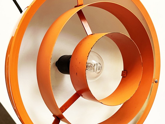 Image 1 of Lampe suspendue "Milieu" , version orange par Jo Hammerborg pour Fog & Mørup. Danemark 1970S