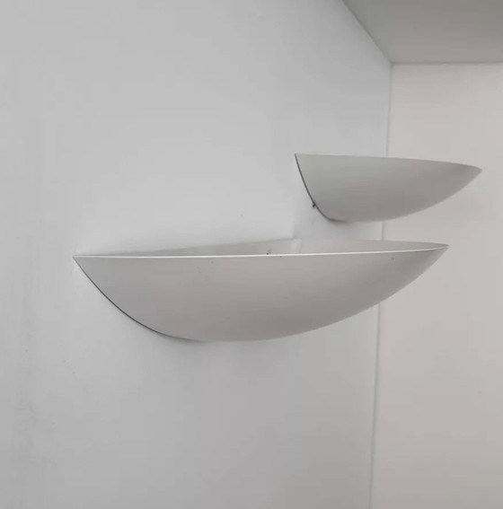 Image 1 of 2X Appliques Vintage, Métal Laqué Blanc, Allemagne 1980