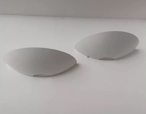 2X Appliques Vintage, Métal Laqué Blanc, Allemagne 1980