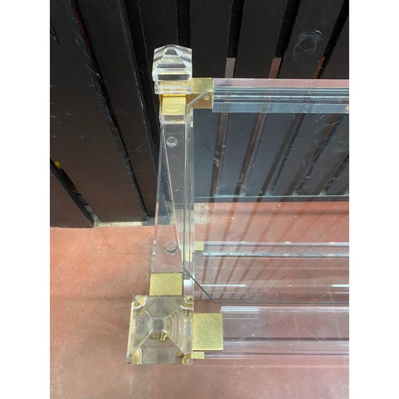 Image 1 of Console vintage en plexiglas, verre et laiton par Pierre Vandel, 1970