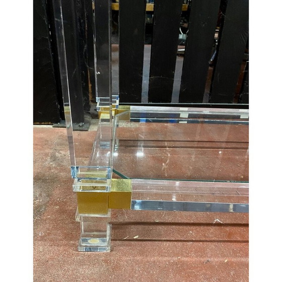 Image 1 of Console vintage en plexiglas, verre et laiton par Pierre Vandel, 1970