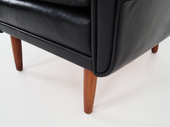 Image 1 of Fauteuil en cuir noir, Design danois, 1970S, Production : Danemark