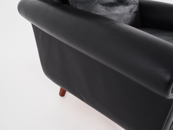 Image 1 of Fauteuil en cuir noir, Design danois, 1970S, Production : Danemark