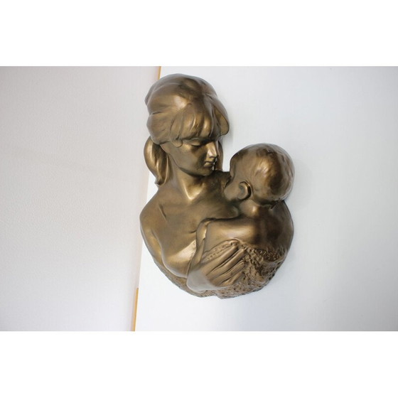 Image 1 of Sculpture murale vintage en laiton et céramique de Bohumil Kokrda, Tchécoslovaquie 1968