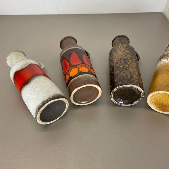 Image 1 of Ensemble de 4 vases vintage en porcelaine de lave grasse pour Scheurich, Allemagne 1970