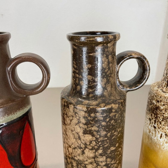 Image 1 of Ensemble de 4 vases vintage en porcelaine de lave grasse pour Scheurich, Allemagne 1970