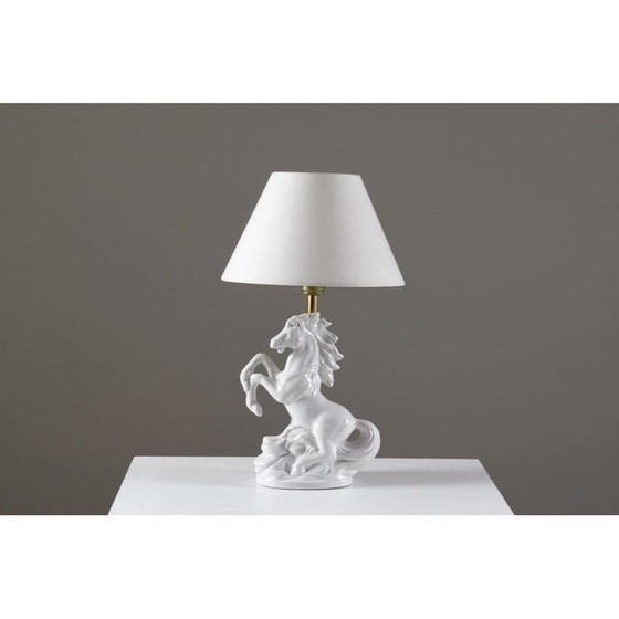 Image 1 of Lampe vintage en céramique "cheval cabré", France 1980