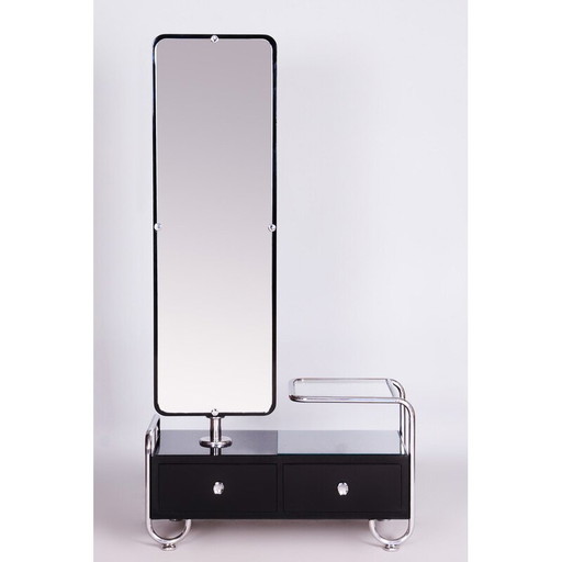 Table de toilette Art Déco noire vintage par Vichr a Spol, années 1930