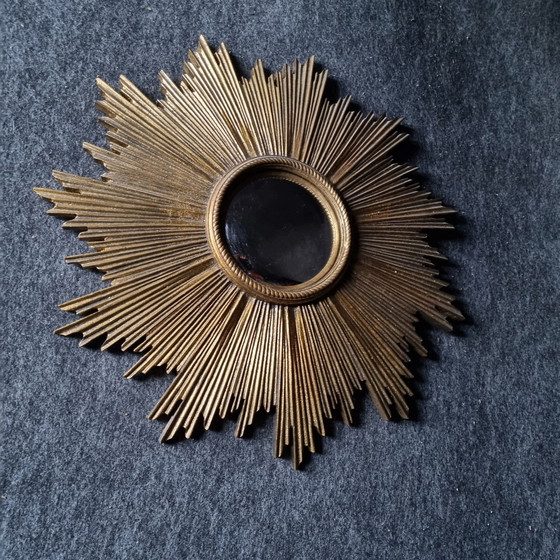 Image 1 of Miroir Soleil Années 70 avec Miroir Bombé